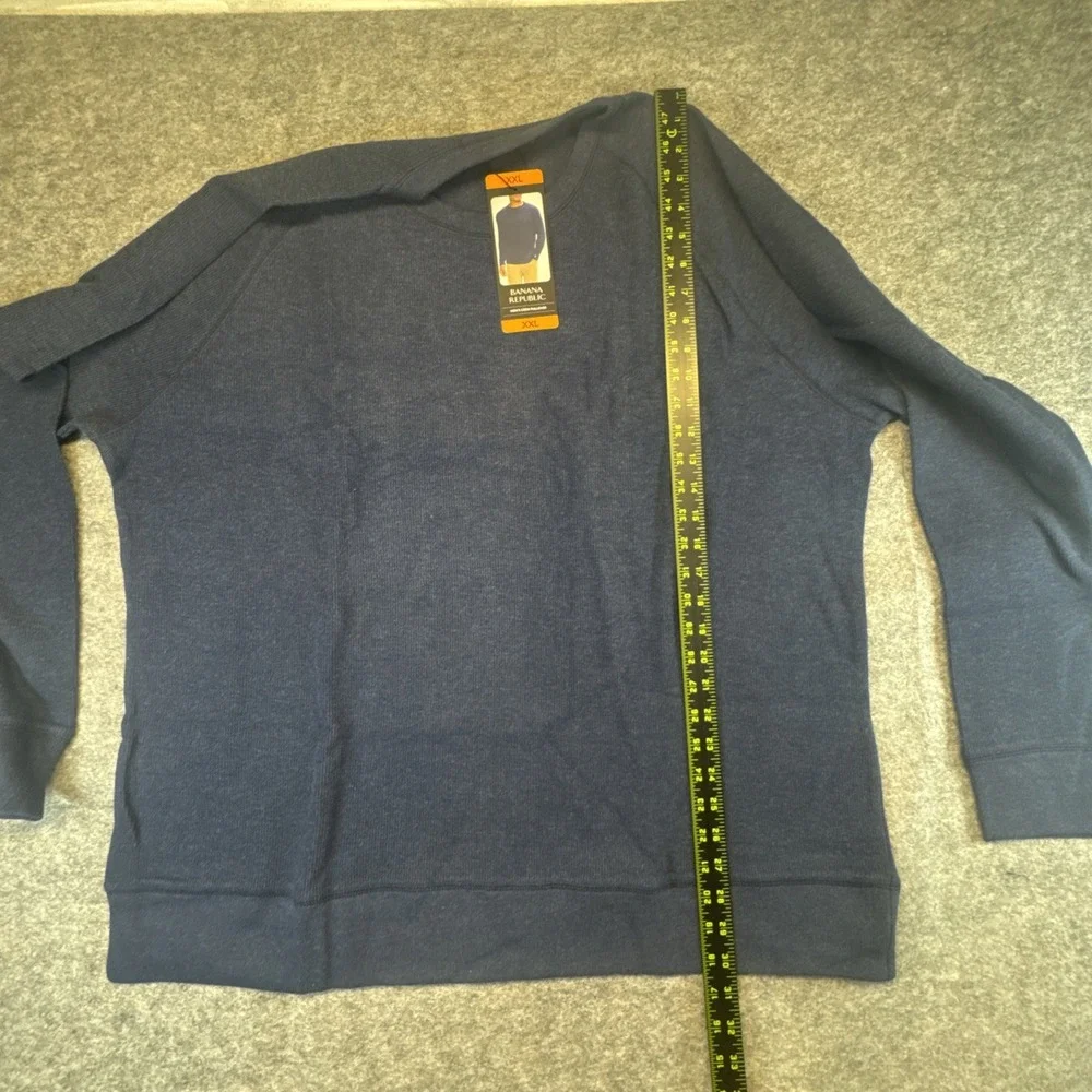 Banana Republic Mens Crew Pullover Navy Blue Raglan‎ Sweater XXL New